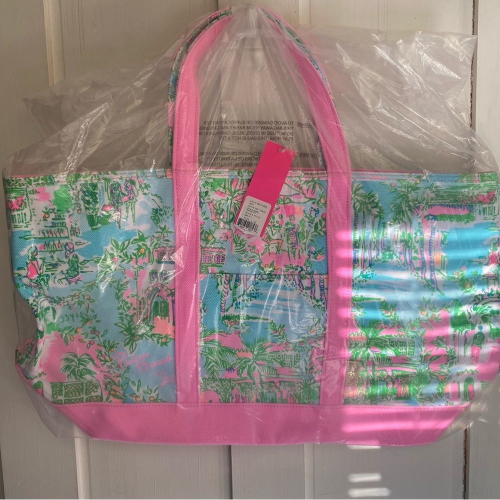 NWT Lilly Pulitzer Mercato Tote Lilly Loves Palm Beach